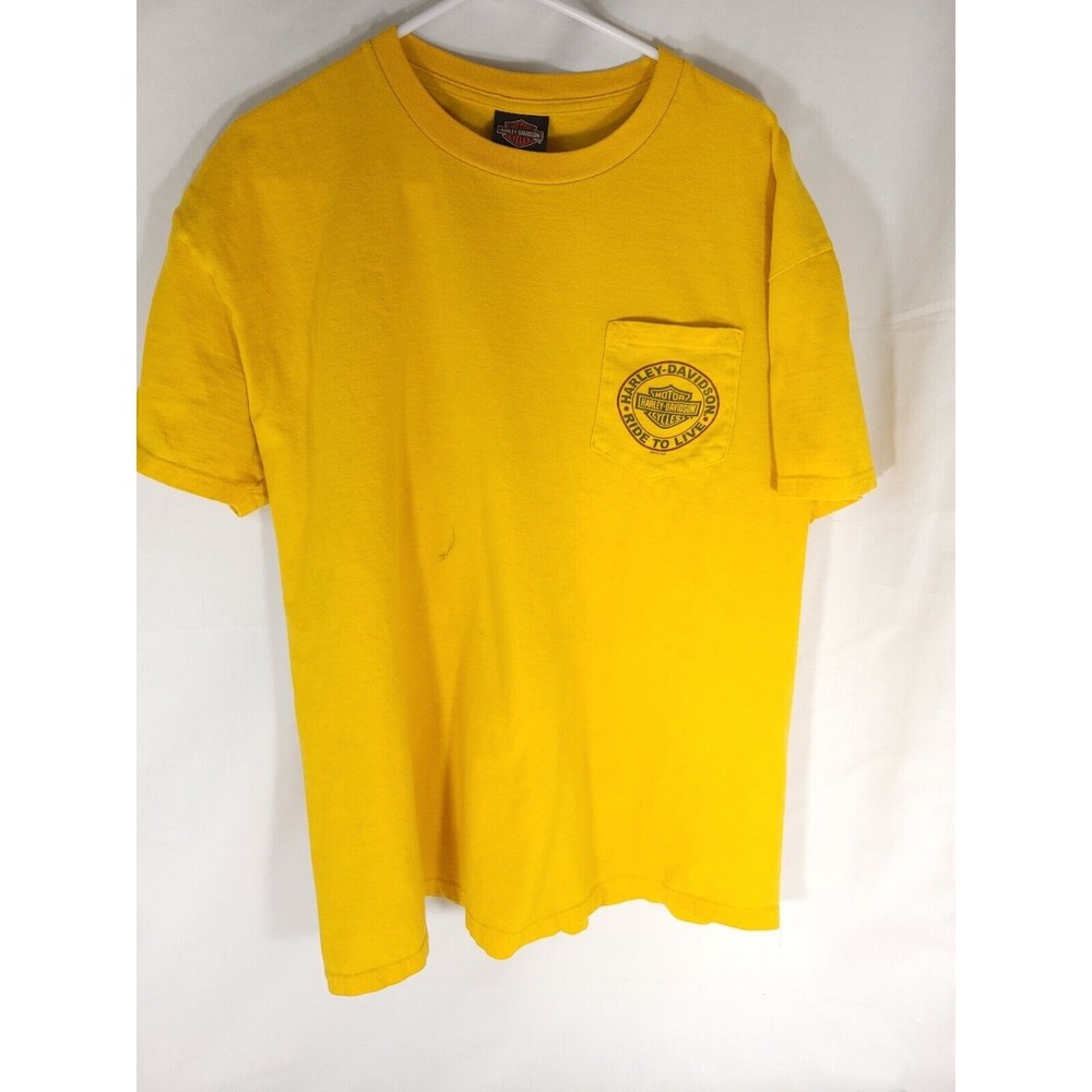 Harley Davidson Motorcycles Pocket T Shirt XL YELLOW Ride To Live Sedona AZ